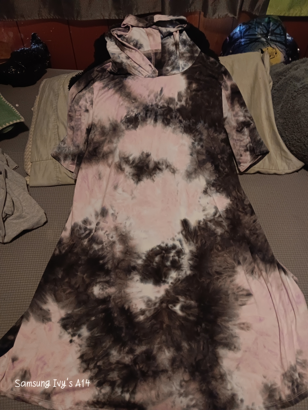 Emerald Sundae Pink & Black Tie-Dye Hooded Tee Dress